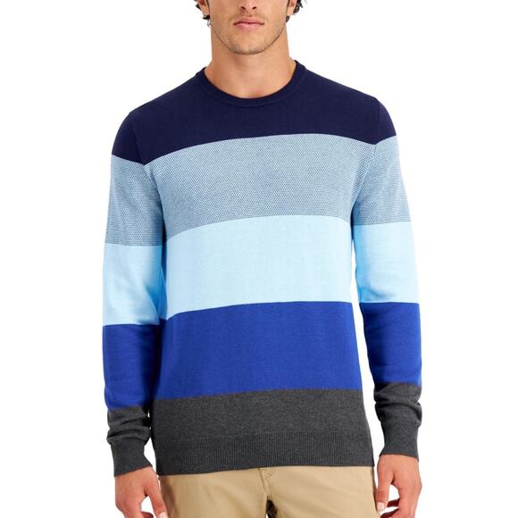 Club Room blue tone color block sweater Size S - Picture 1 of 9